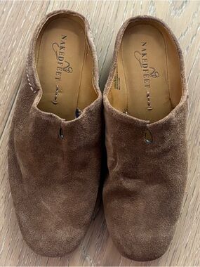 Naked Feet Brown Suede Slip-On Mules